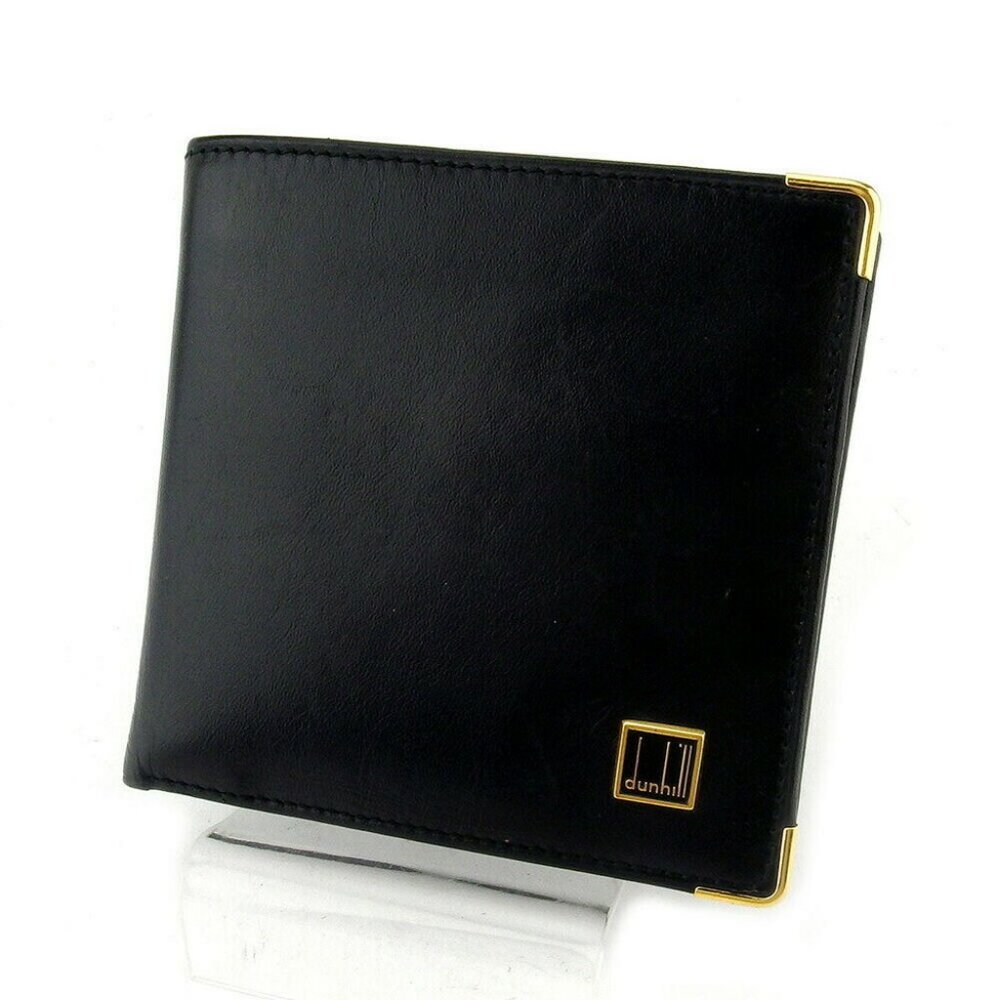 AUTH Dunhill Two Folded Wallet Logo Plate Leather